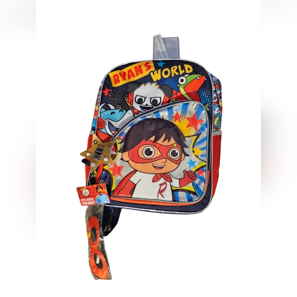 Ryan's World Accessory Innovations Backpack With Mask Gold Star New